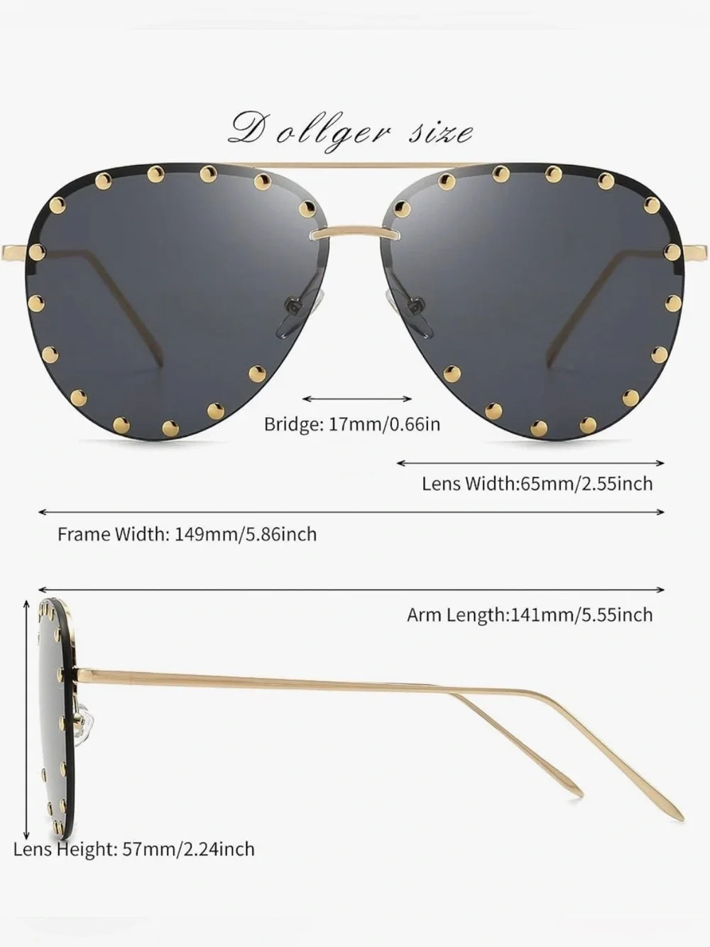 Studded Sunglasses for Women Fashion Studded Aviator Sunglasses Metal Frame UV